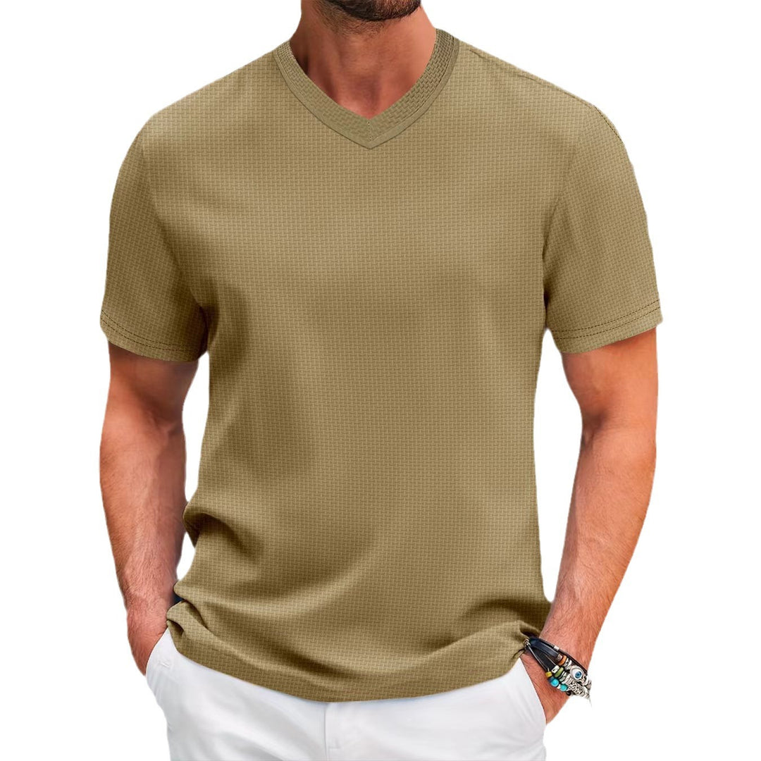 Herren Kurzarm T-Shirt mit strukturiertem Design und V-Ausschnitt Aliams