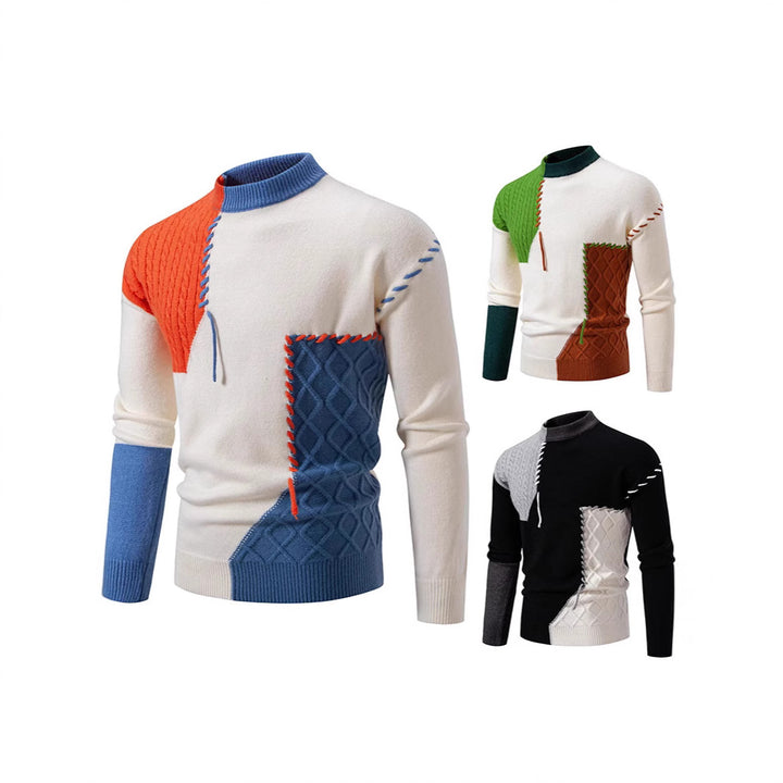 Herren Pullover mit kreativem Muster und hohem Kragen Aliams