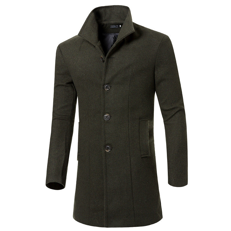 Herren eleganter Woolcoat mit modernem Stehkragen und praktischen Taschen Aliams