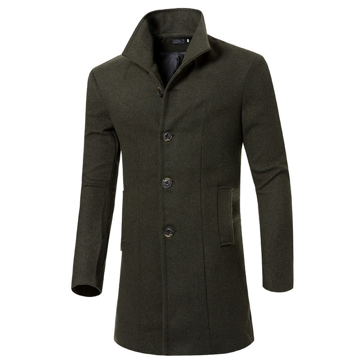 Herren eleganter Woolcoat mit modernem Stehkragen und praktischen Taschen Aliams