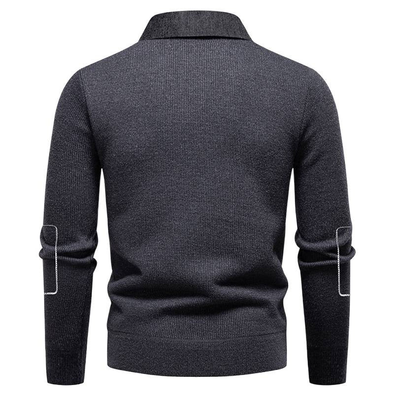 Herren eleganter Pullover mit Kragen und feinem Strickmuster Aliams