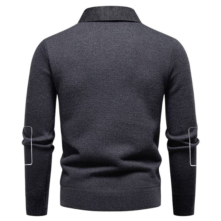 Herren eleganter Pullover mit Kragen und feinem Strickmuster Aliams