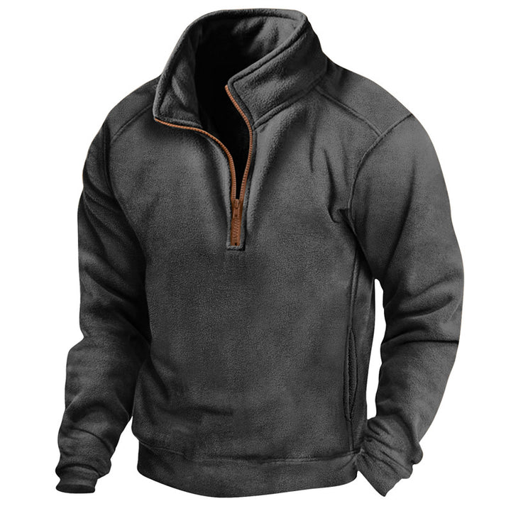 Herren Fleece-Pullover mit halbem Reißverschluss und strukturiertem Design Aliams