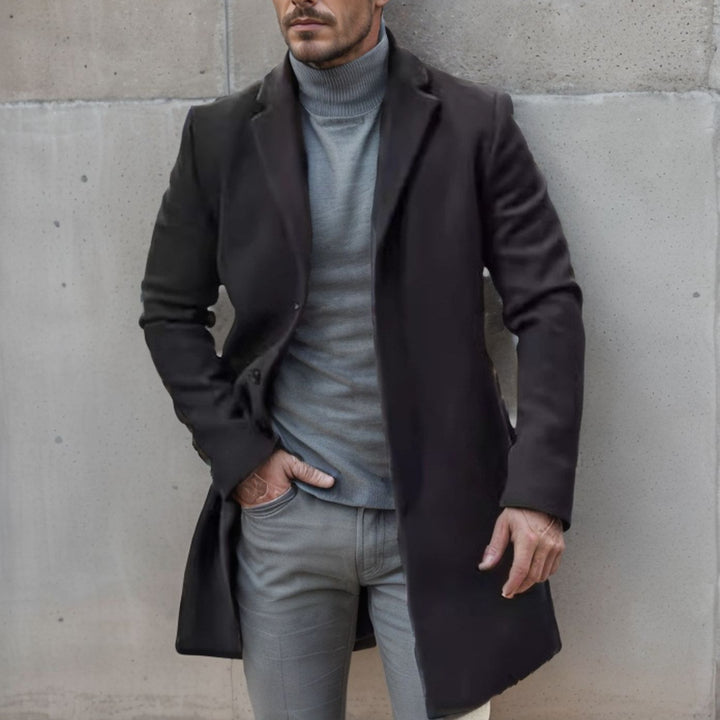 Herren eleganter langer Mantel aus hochwertigem Stoff Aliams
