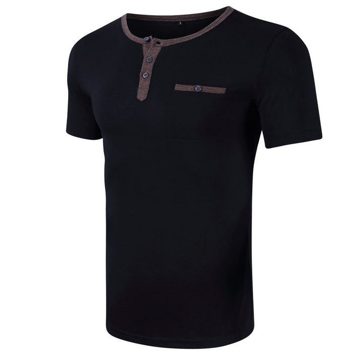 Herren Kurzarm-Henley Shirt mit strukturiertem Kragen Aliams