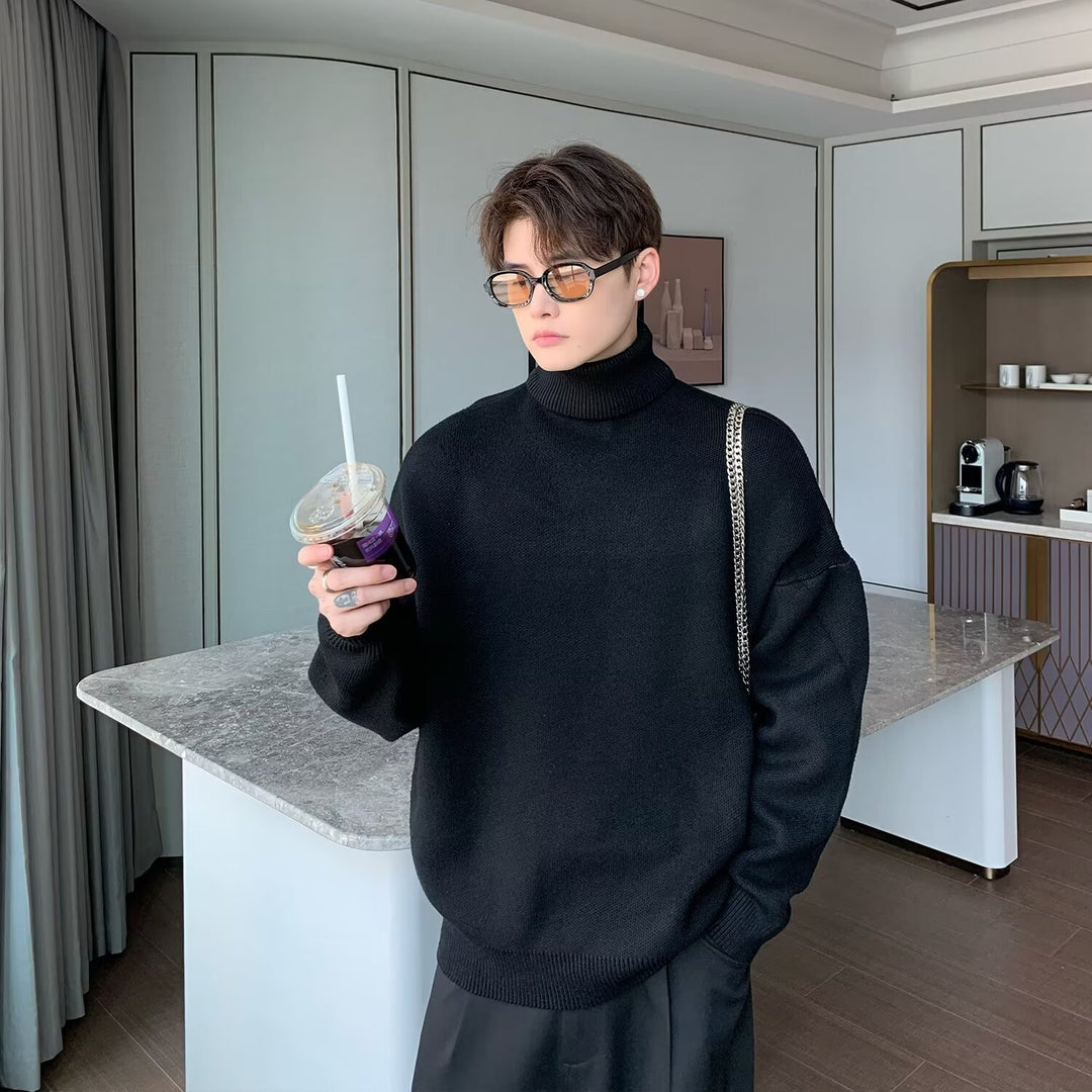 Herren Pullover mit hohem Kragen aus hochwertiger Baumwolle Aliams