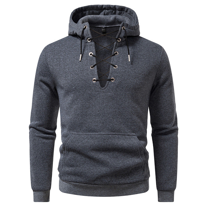 Herren Kapuzenpullover mit modischem Schnürdesign Aliams