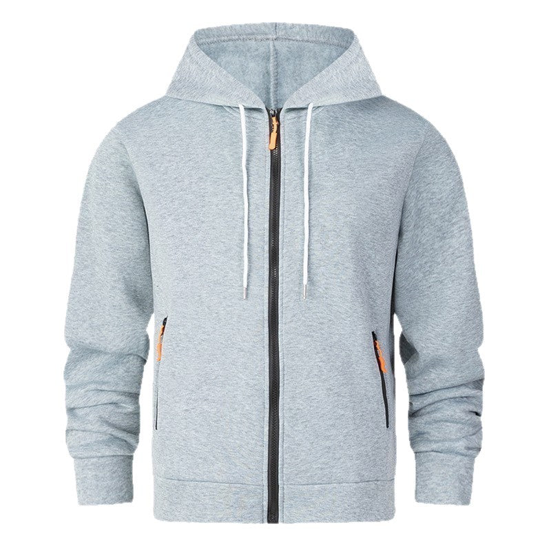 Herren sportlicher Fleece-Hoodie mit funktionalen Reißverschlusstaschen Aliams