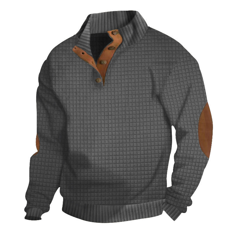 Herren Strukturierter Pullover mit Lederakzenten Aliams