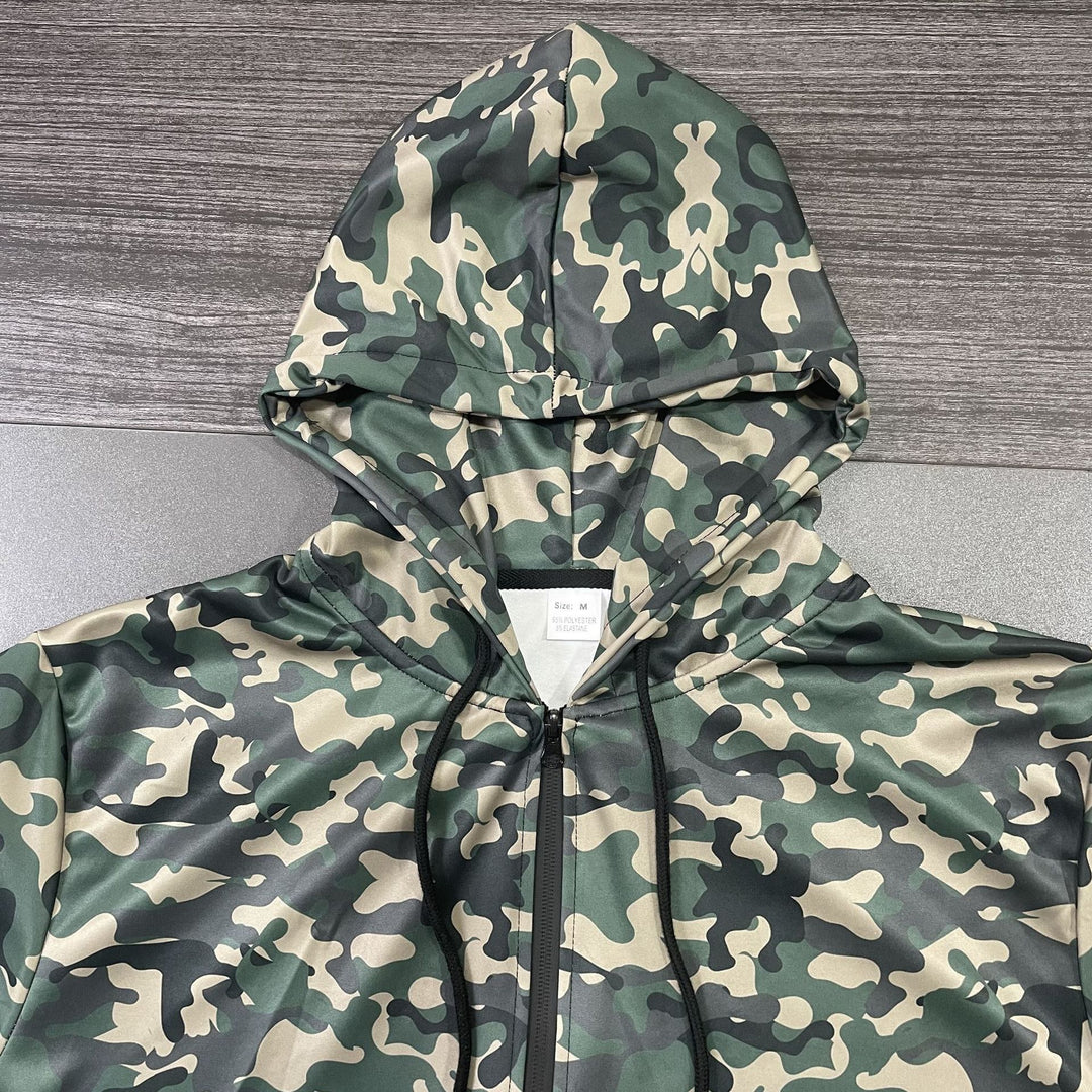 Herren Camouflage-Fleecejacke mit praktischen Taschen und verstellbarem Kordelzug Aliams