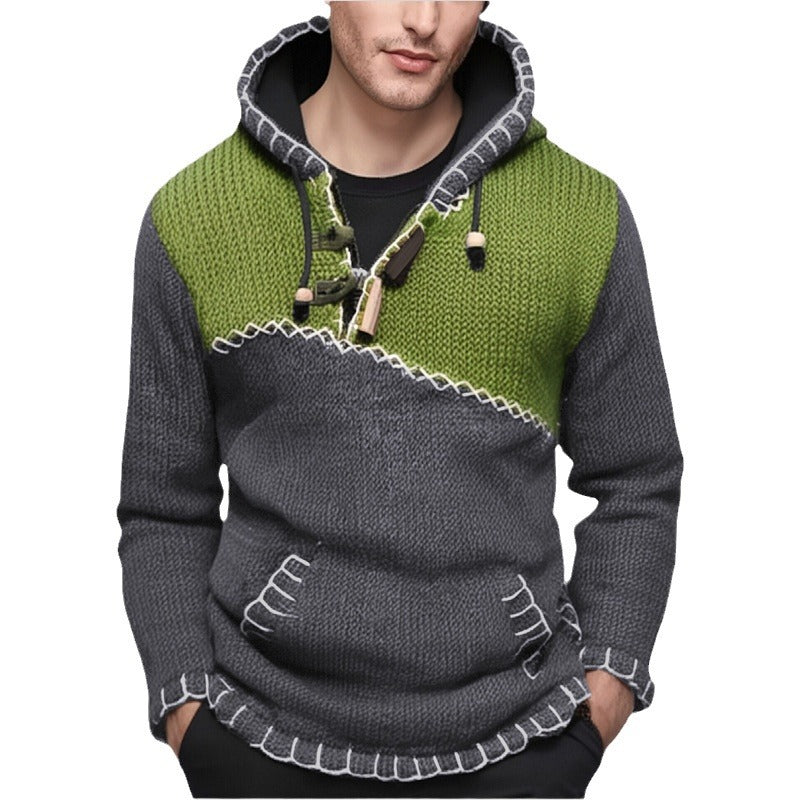 Herren Kapuzenpullover mit einzigartigem Zickzackmuster und hochwertiger Strickstruktur Aliams
