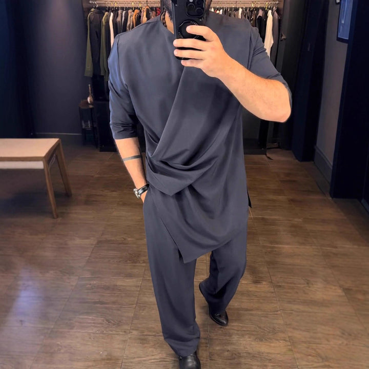 Herren Asymmetrisches Tunika-Shirt mit drapiertem Design Aliams