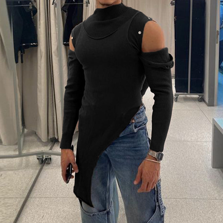 Damen Modisches Langarmkleid mit asymmetrischem Schnitt und elegantem Stehkragen Aliams