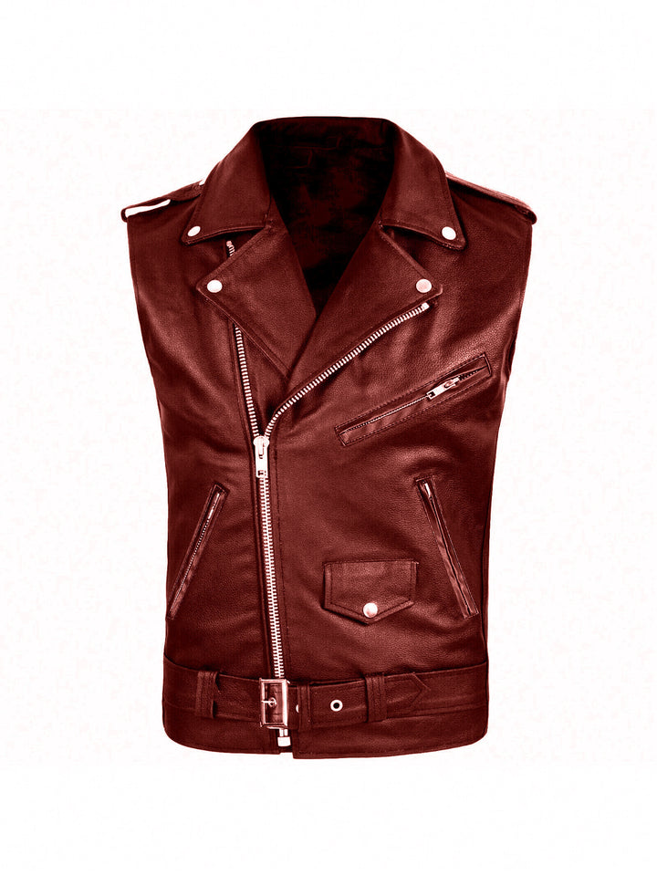 Herren stylische ärmellose Bikerjacke aus hochwertigem Leder Aliams