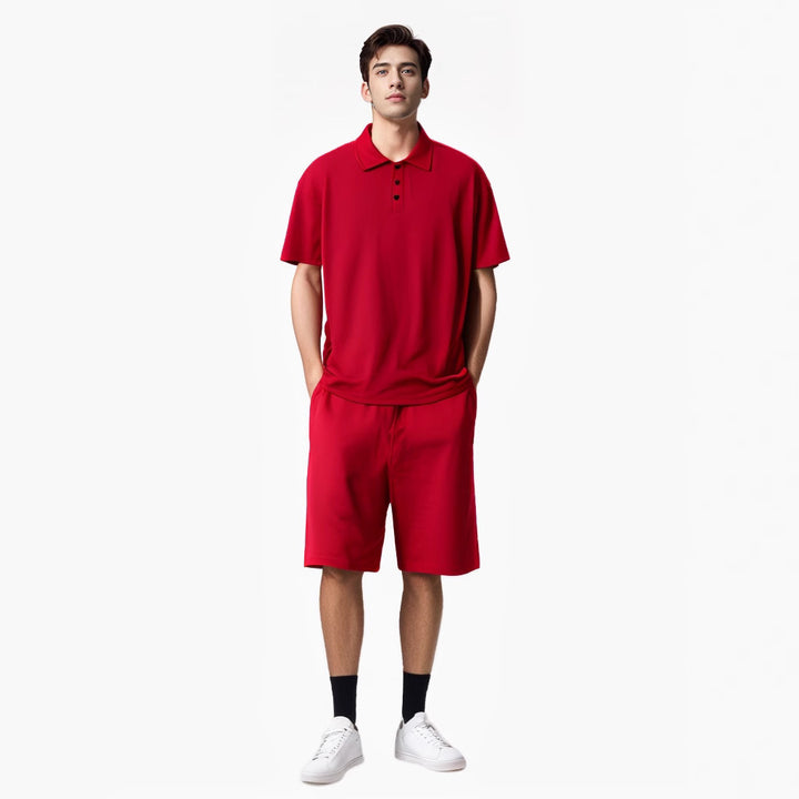 Herren Sportliches Kurzarm-Polo mit passendem Bermuda-Shorts Aliams