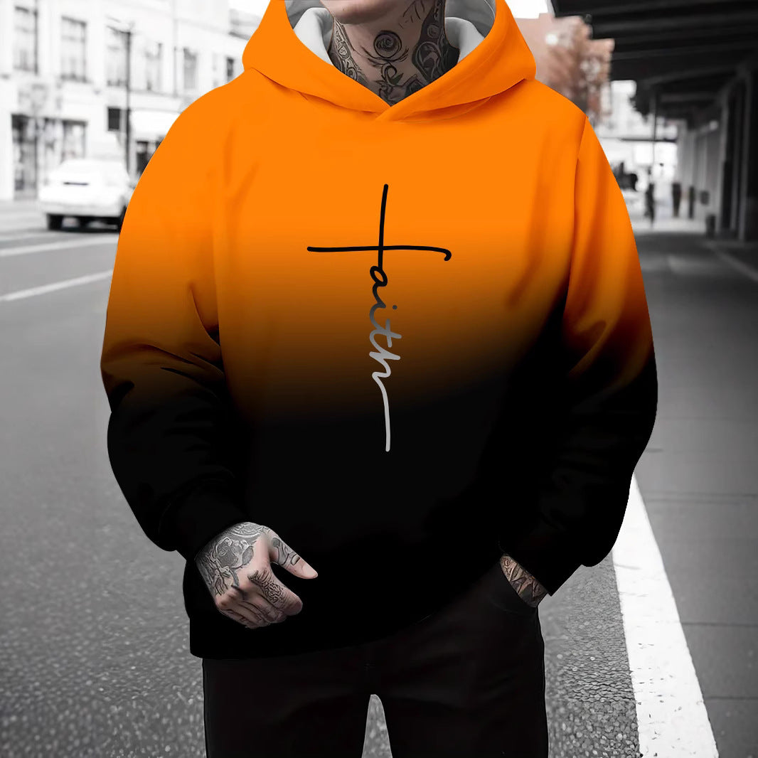 Herren Kapuzenpullover mit subtiler Farbverlauf-Optik und inspirierendem Schriftzug Aliams