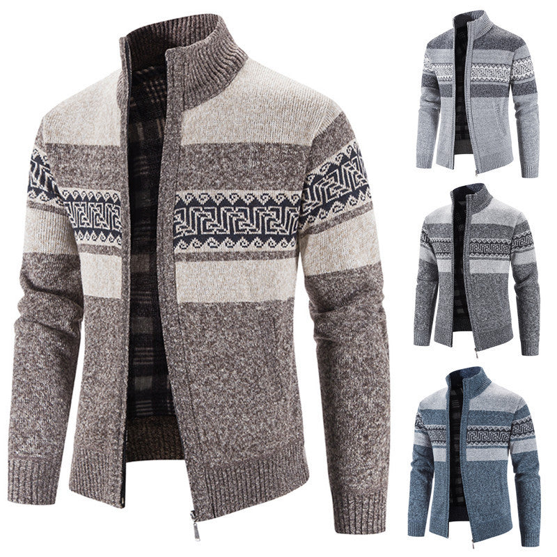 Herren gemütlicher Strickjacke mit Zip-Kragen Aliams