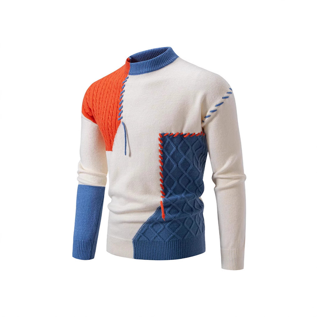 Herren Pullover mit kreativem Muster und hohem Kragen Aliams