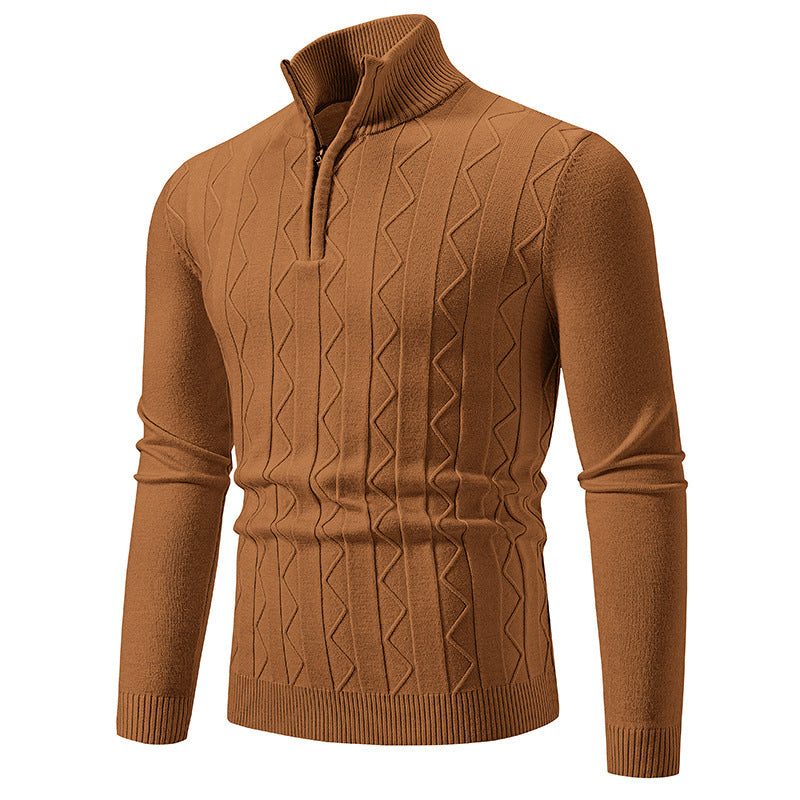 Herren eleganter Rollkragenpullover mit Zopfmuster und hohem Kragen Aliams