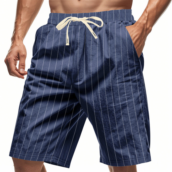 Herren Strandshorts mit vertikalem Streifenmuster und elastischem Kordelzug Aliams