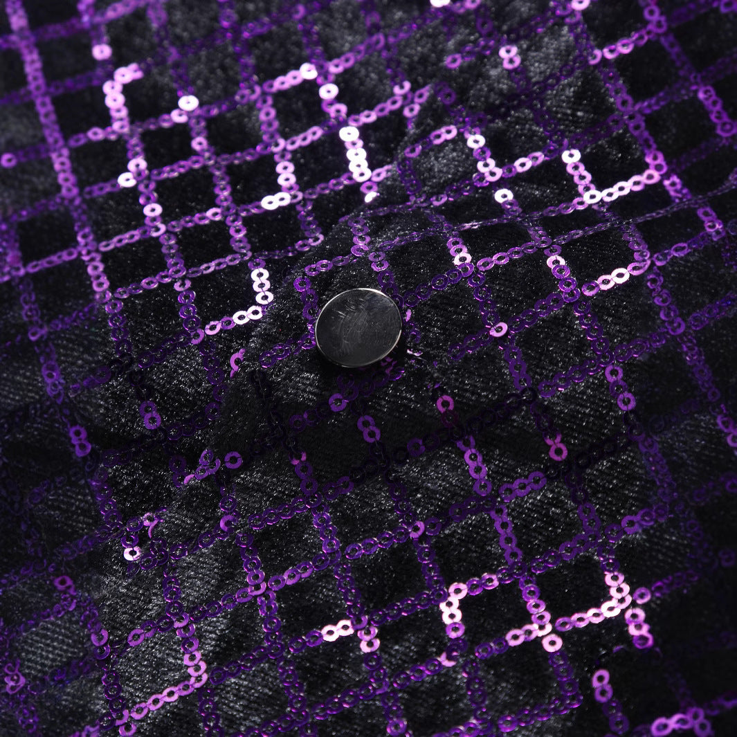 Herren elegante Paillettenweste mit passendem Fliegenbinder Aliams