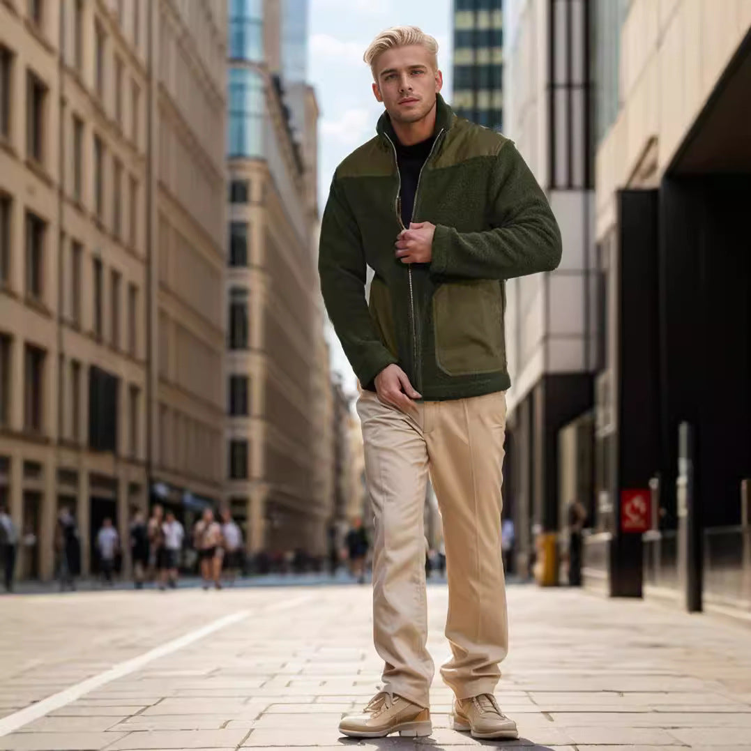 Herren Fleecejacke mit hohem Kragen und praktischen Taschen Aliams