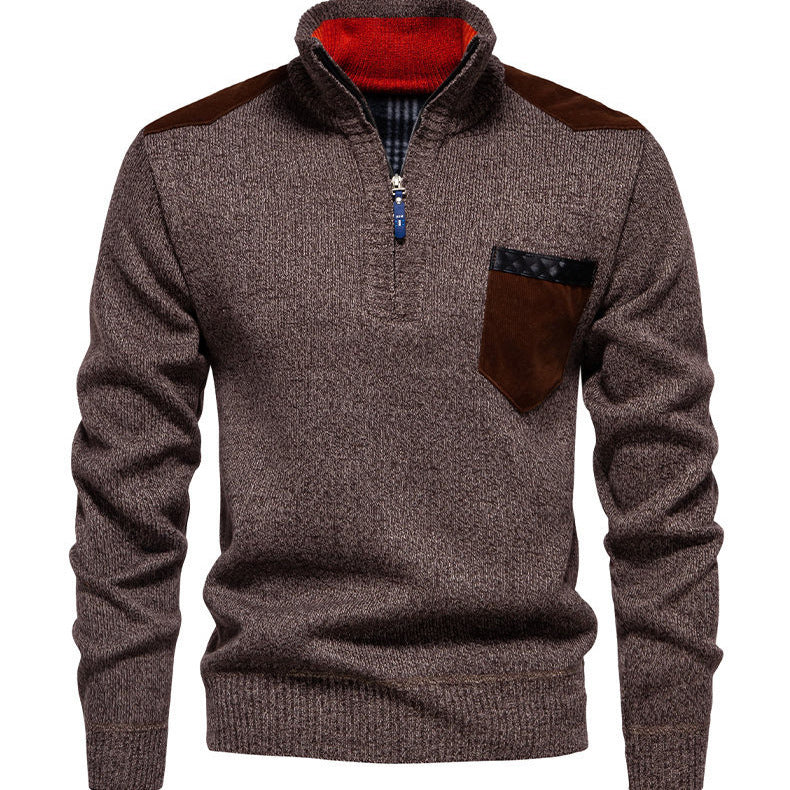 Herren Pullover mit halbhohem Kragen und modischen Akzenten Aliams