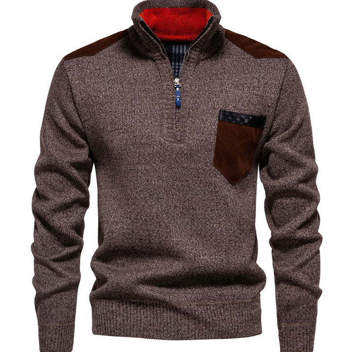 Herren Pullover mit halbhohem Kragen und modischen Akzenten Aliams