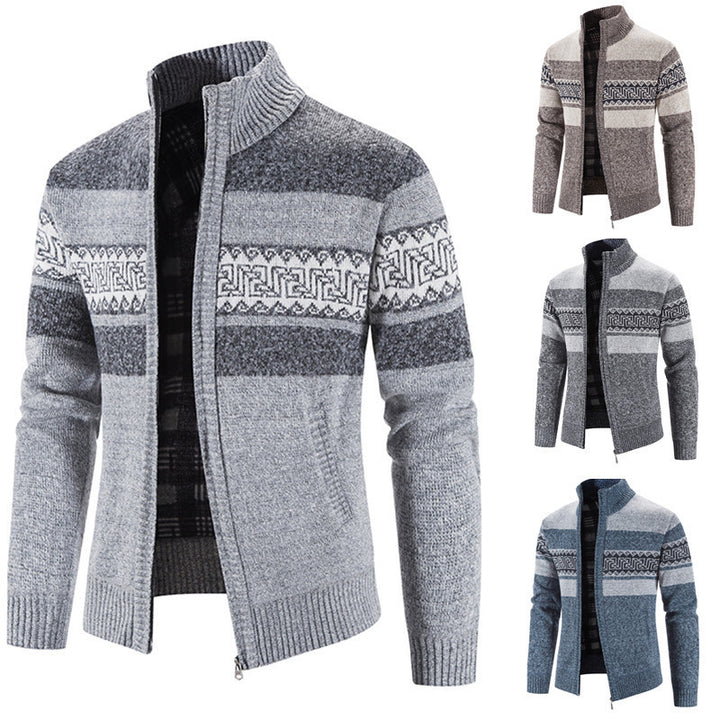 Herren gemütlicher Strickjacke mit Zip-Kragen Aliams