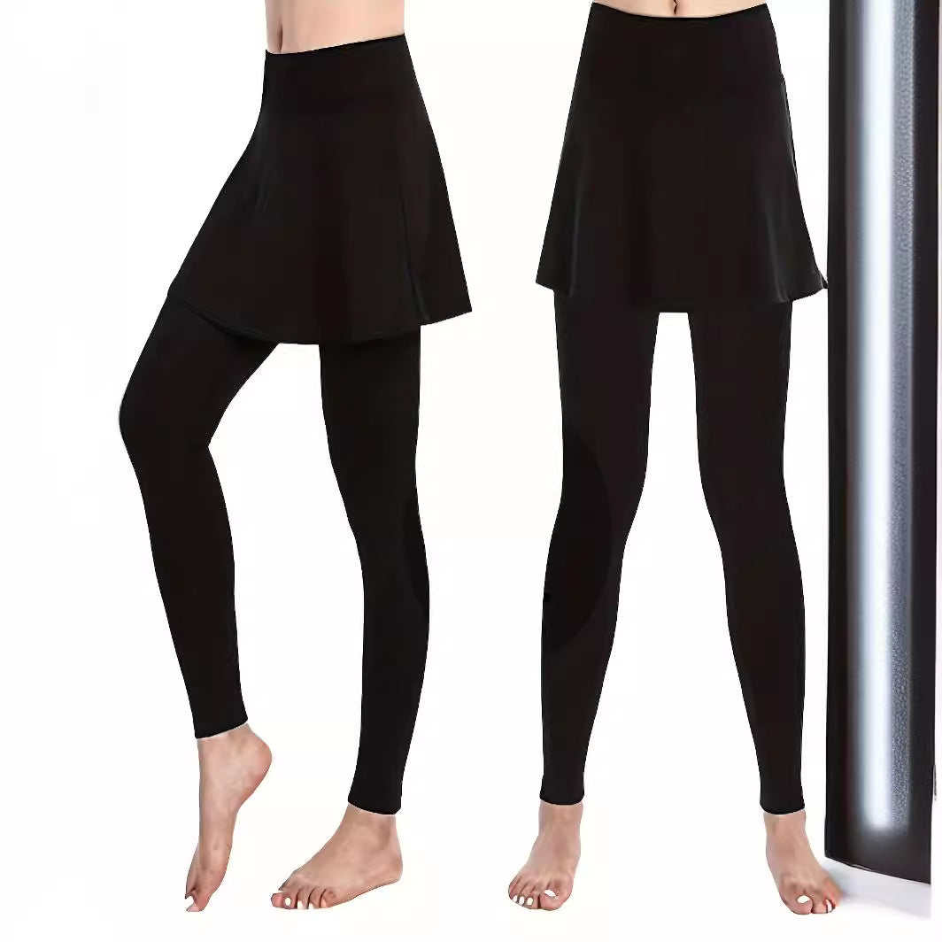 Damen Leggings mit rockähnlicher Einlage und hohem Bund Aliams