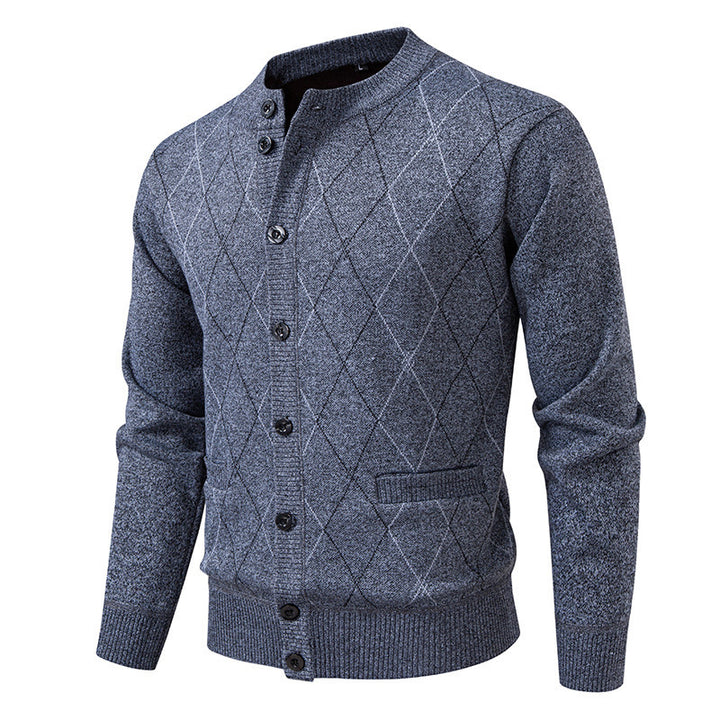 Herren Strickjacke mit modernen Rautenmustern und praktischen Taschen Aliams