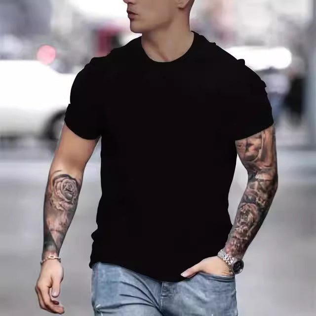 Herren Basic Rundhals T-Shirt aus atmungsaktivem Material Aliams