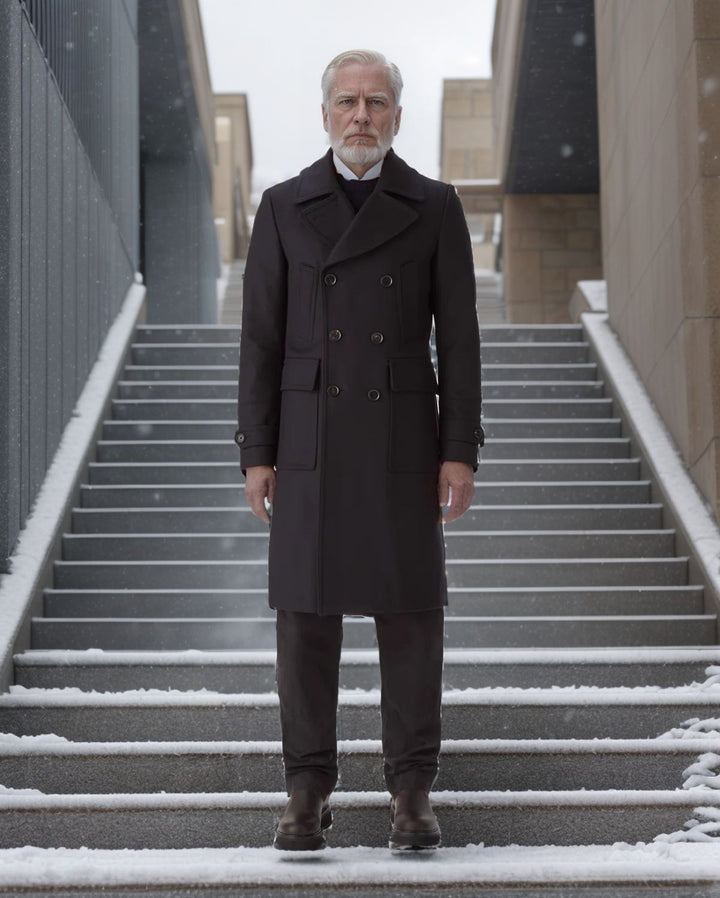 Herren eleganter, langer Doppelpeltz-Mantel Aliams