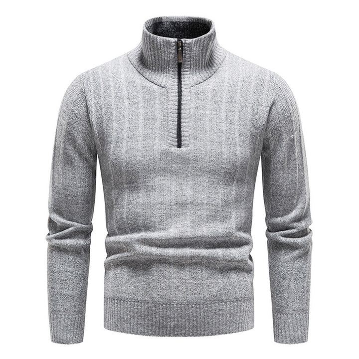 Herren eleganter Strickpullover mit kurzem Reißverschluss und strukturierter Oberfläche Aliams