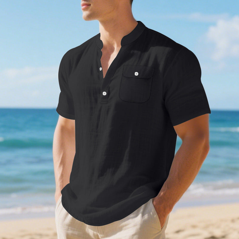 Herren Kurzarm-Hemd mit Knopfleiste und praktischer Brusttasche Aliams