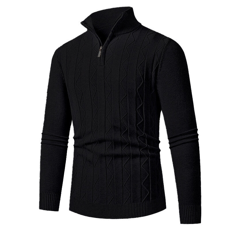 Herren Strickpullover mit stylischem Reißverschluss und Zopfmuster Aliams