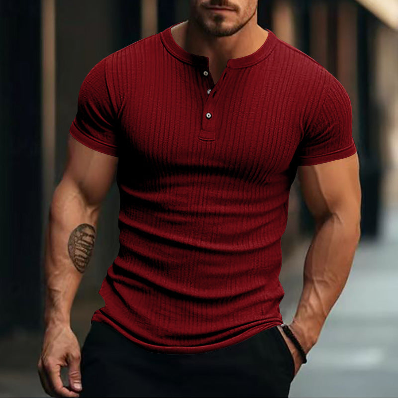 Herren Kurzarm-Henley-Shirt mit strukturiertem Stoff Aliams