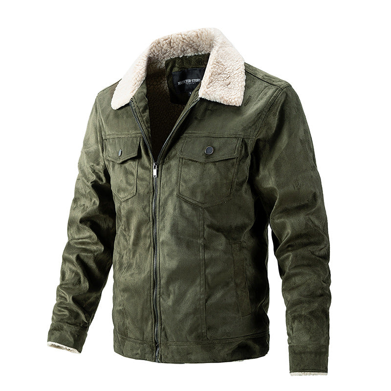 Herren Übergangsjacke mit Kunstfellkragen und praktischen Brusttaschen Aliams