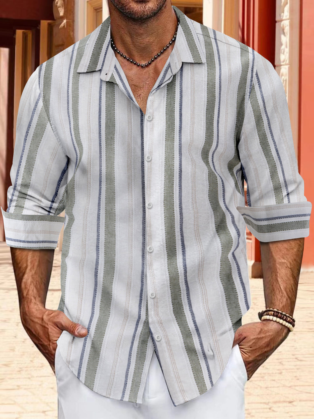Herren Freizeit gestreiftes Hemd Aliams