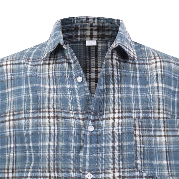 Herren kariertes Langarmhemd mit moderner Passform und praktischer Brusttasche Aliams