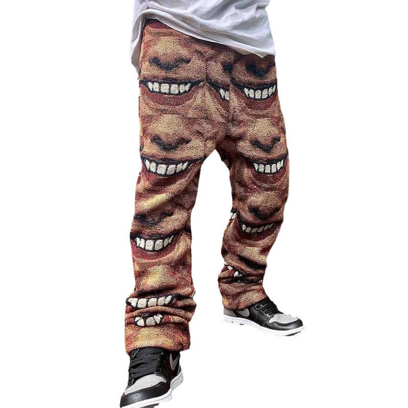 Herren kreative Freizeithose mit auffälligem Gesichtsmuster Aliams