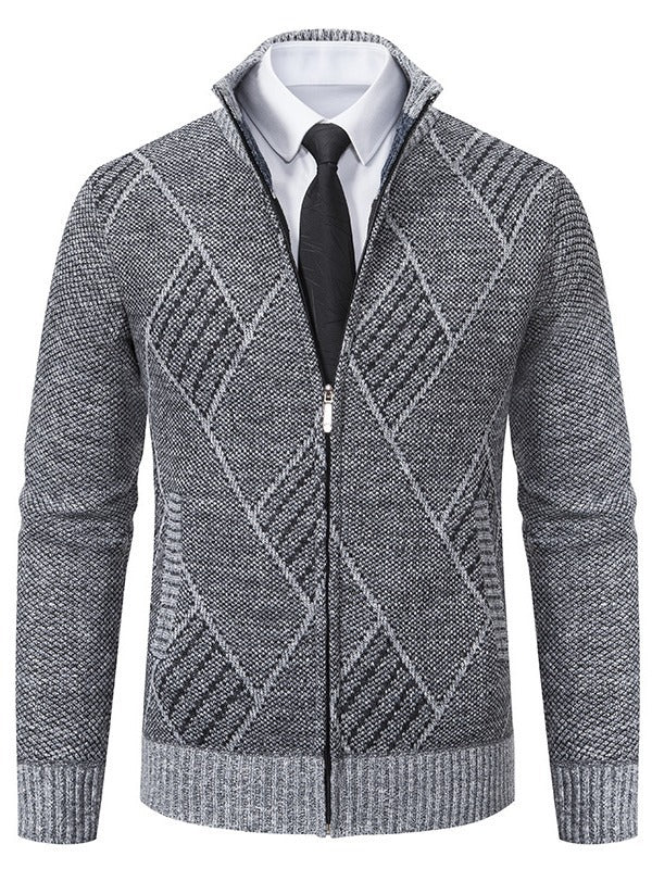 Herren Strickjacke mit modernem Zopfdesign und praktischem Reißverschluss Aliams