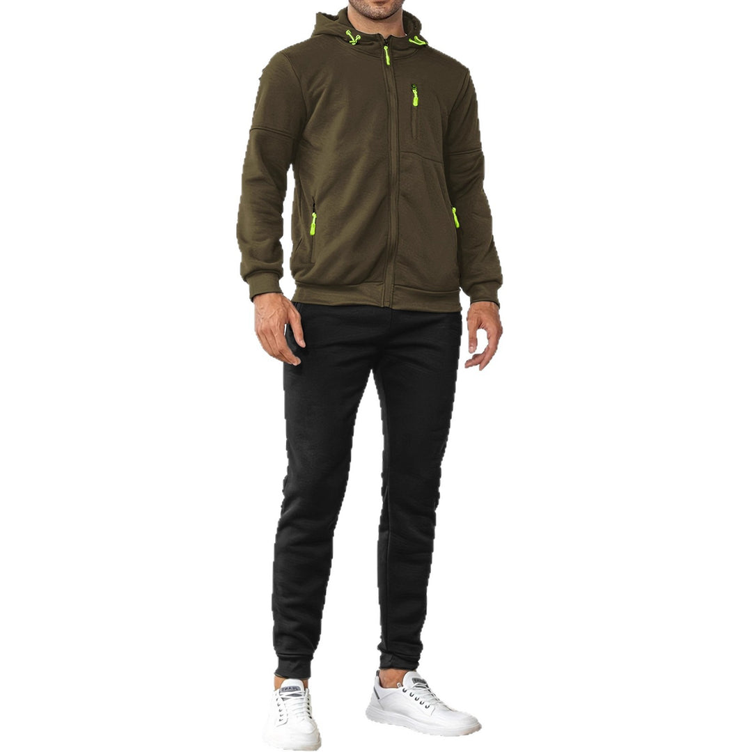 Herren Sportliches Sweatjacken- und Jogginghosen-Set mit funktionalen Taschen Aliams