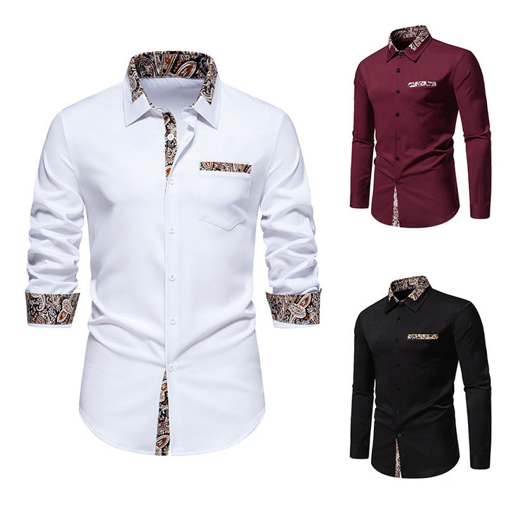 Herren klassisches Langarmhemd mit modernem Paisley-Muster Aliams