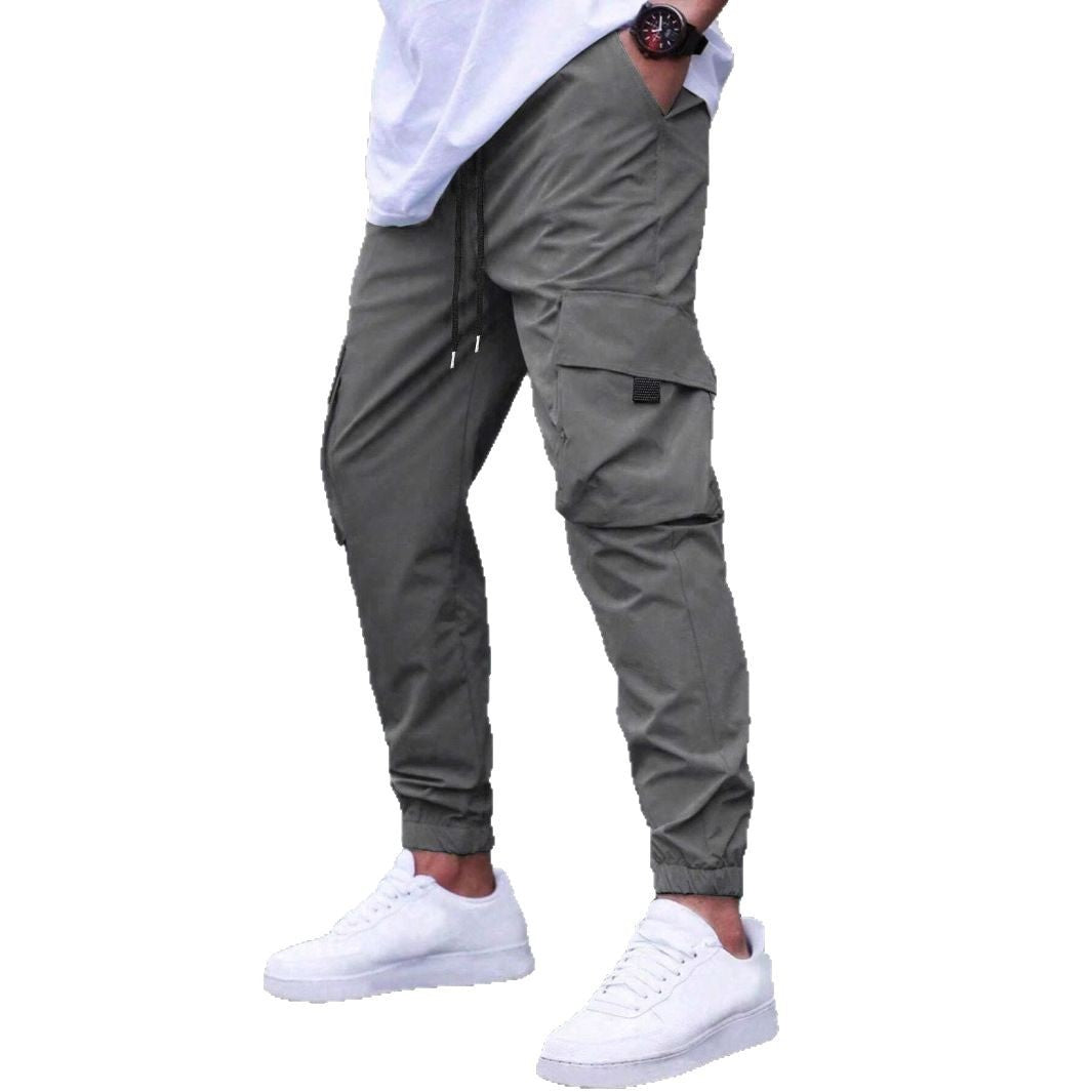 Herren praktische Cargo-Jogginghose mit elastischem Bund und mehreren Seitentaschen Aliams