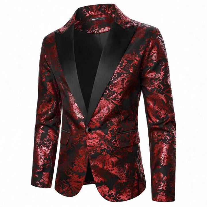 Herren Eleganter Smokingblazer mit floralem Jacquard-Muster Aliams
