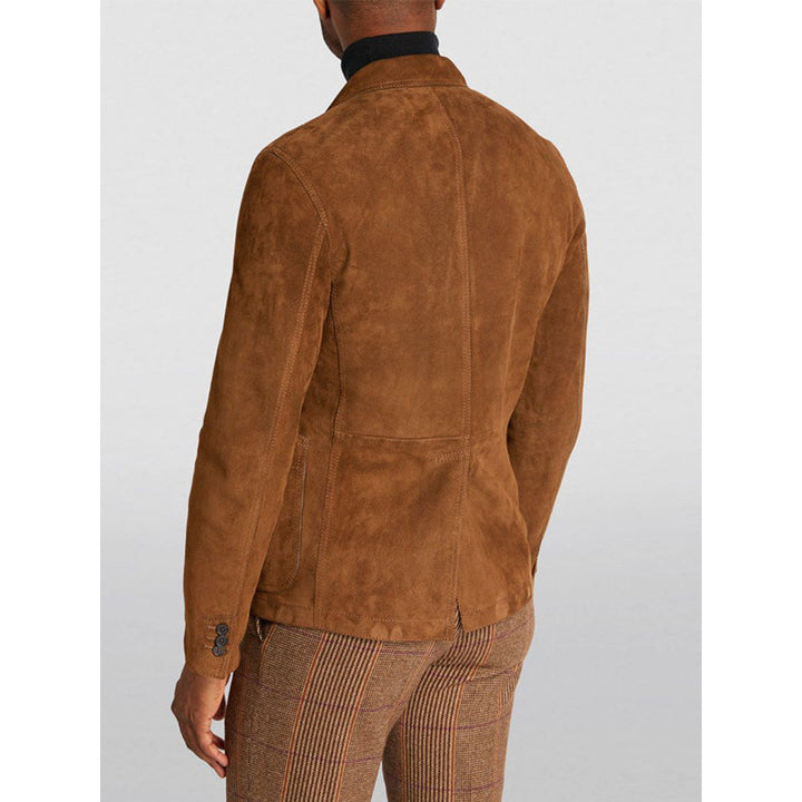 Herren Eleganter Wildlederblazer mit modernen Taschen und lässigem Schnitt Aliams