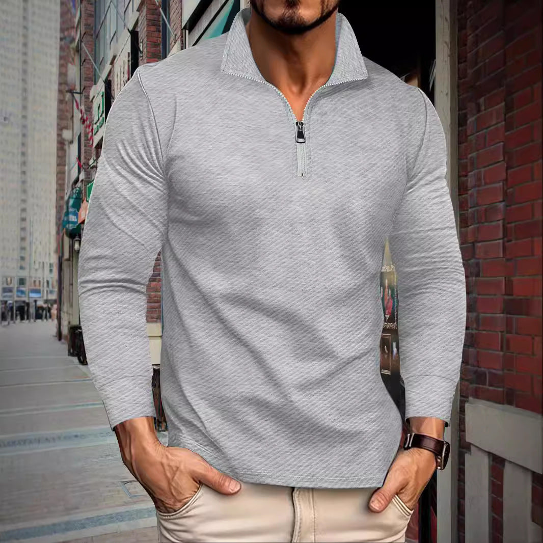 Herren funktionaler Langarmpullover mit Halbzipper und innovativem Strukturdesign Aliams