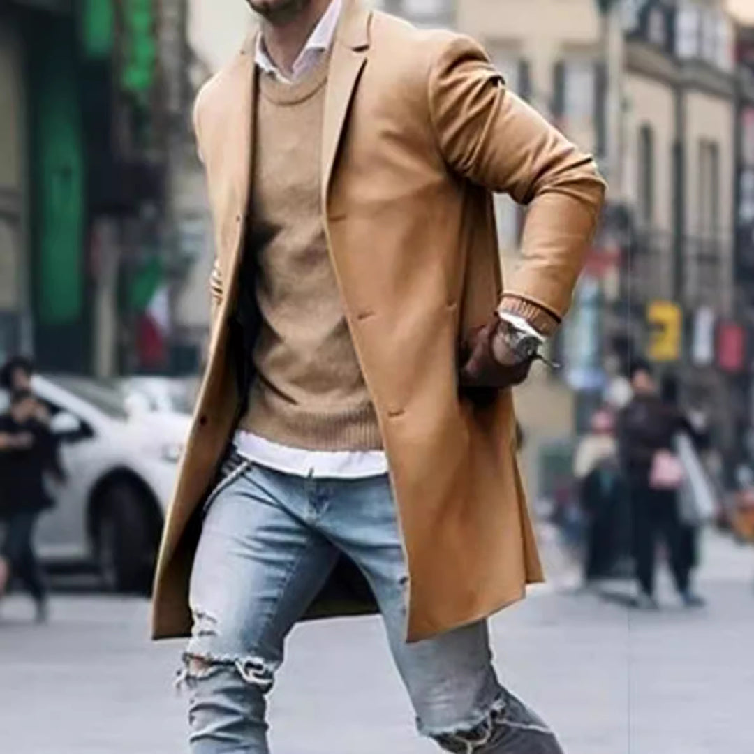 Herren eleganter Mantel mit hochwertigen Details Aliams