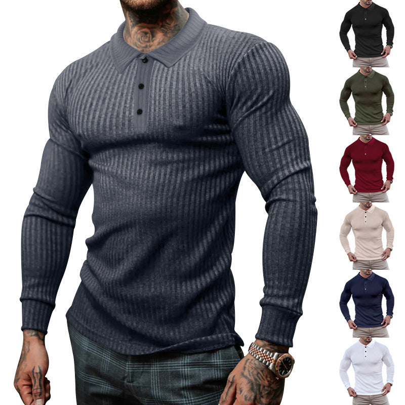 Herren Langarm-Polo mit feiner Rippstruktur Aliams